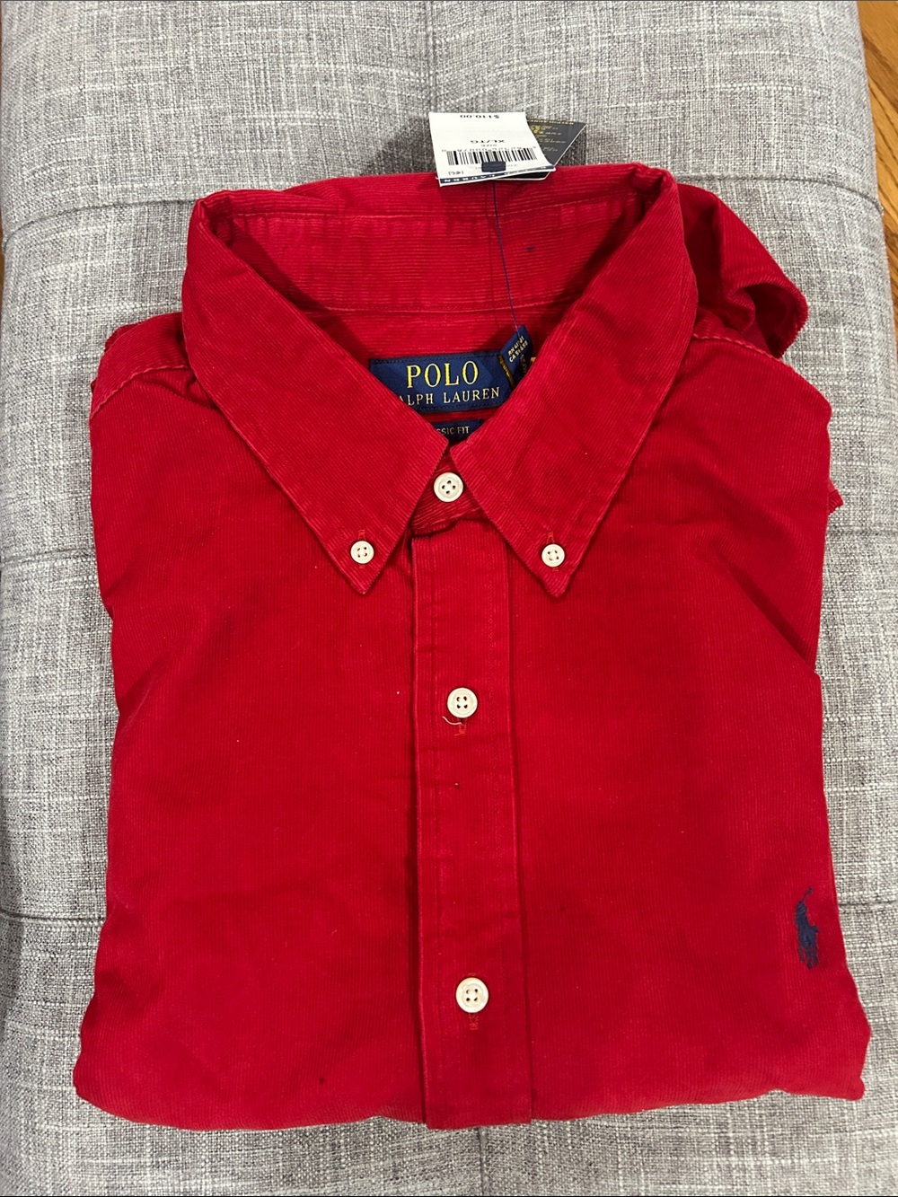 Polo by Ralph Lauren Red Corduroy Button-Down Shirt